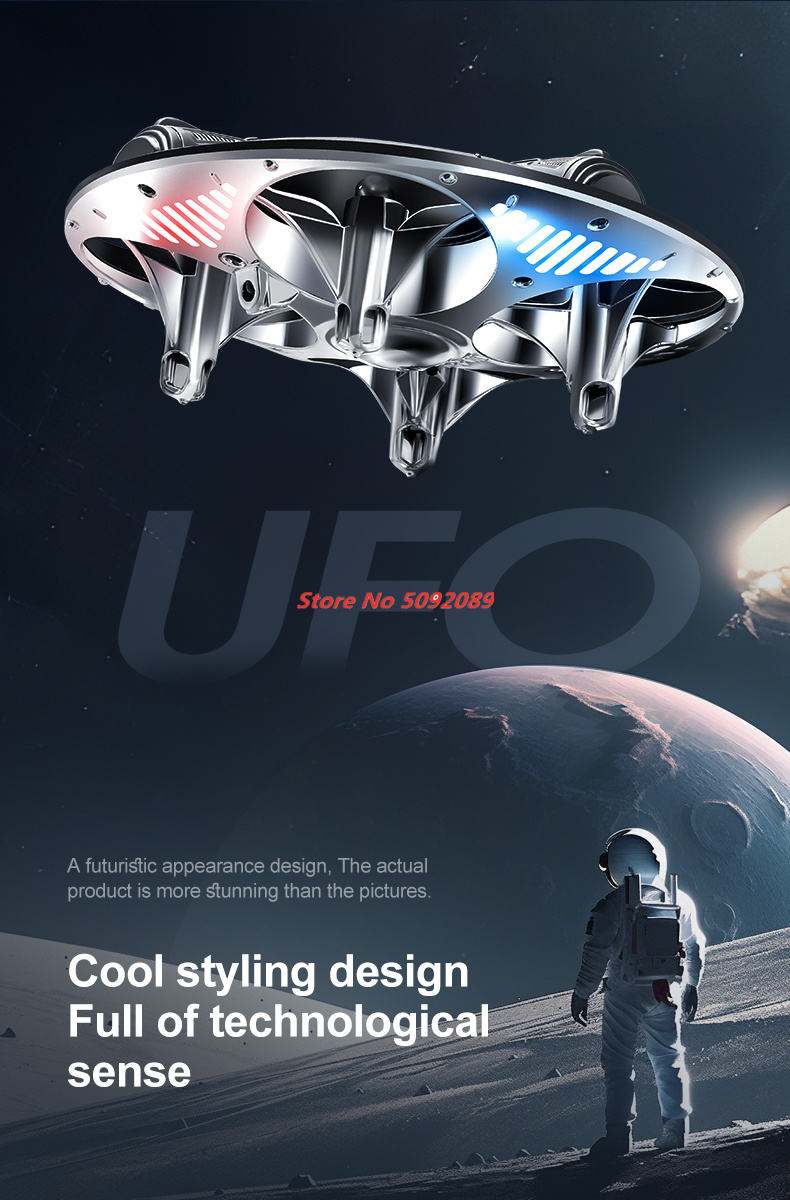 Drone Battery Smart - เฮลิคอปเตอร์ควบคุมระยะไกลขนาดเล็กแบบลอยตัวอัตโนมัติ พร้อมไฟ LED กลางคืน โหมดไร้หัว 2.4G