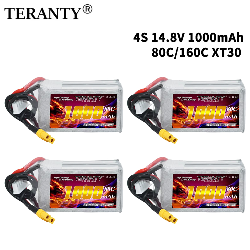 Drone Battery Plate - TERANTY 4S 1000mAh 14.8V 80C/160C แบตเตอรี่ลิโพพร้อมปลั๊ก