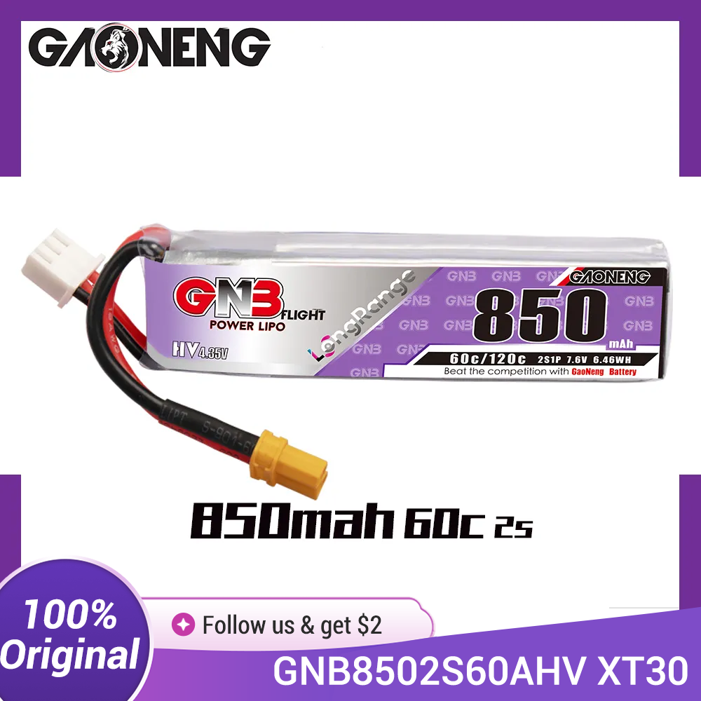 Drone Battery 3S - แบตเตอรี่ GAONENG GNB LiPo 850mAh 2S