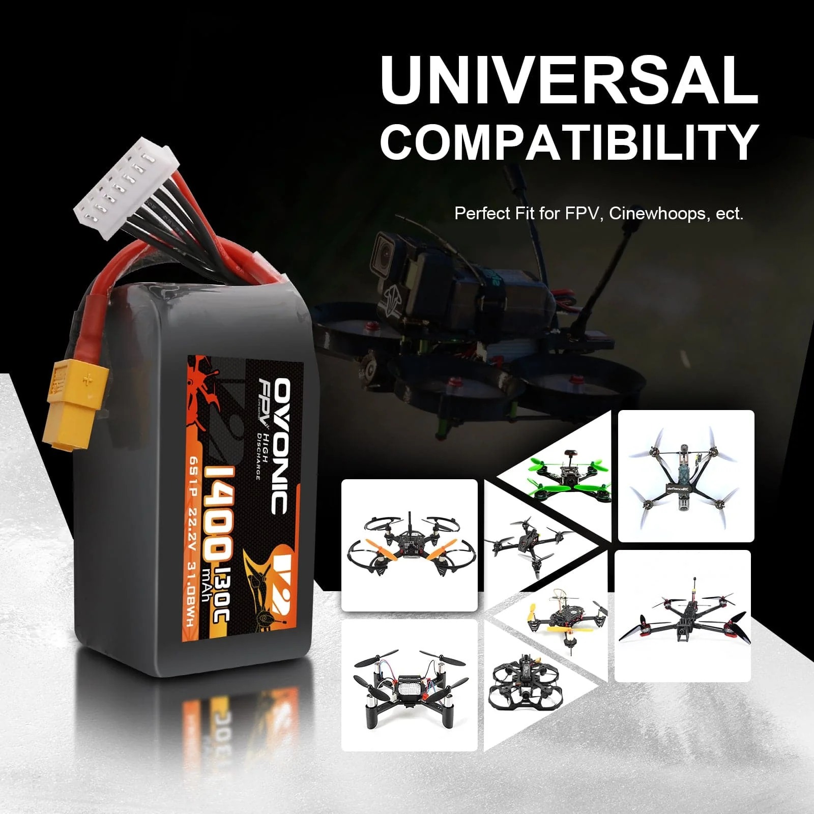 โอโวนิค 6S 1400mAh 130C แบตเตอ - Drone Battery Lipo บทวิจารณ์และราคา