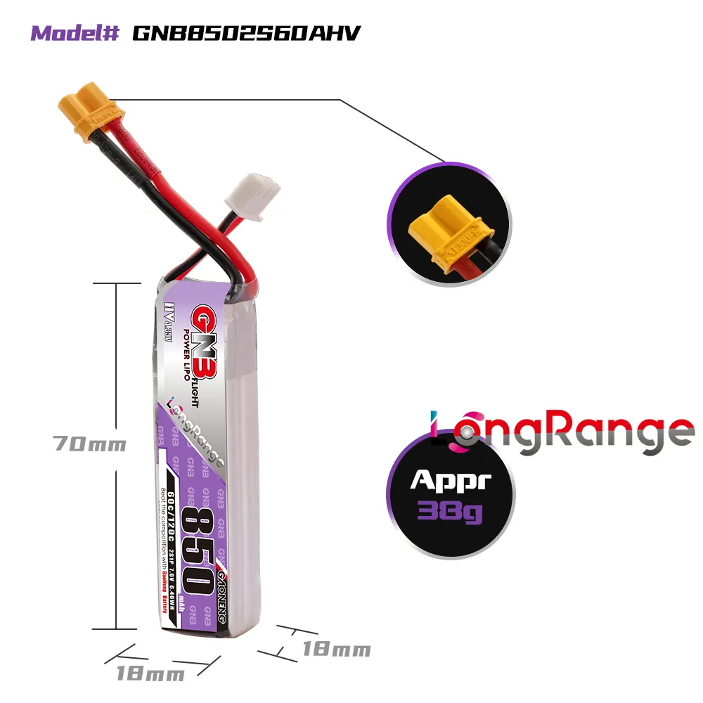 แบตเตอรี่ GAONENG GNB LiPo 850 - Drone Battery 3S บทวิจารณ์และราคา