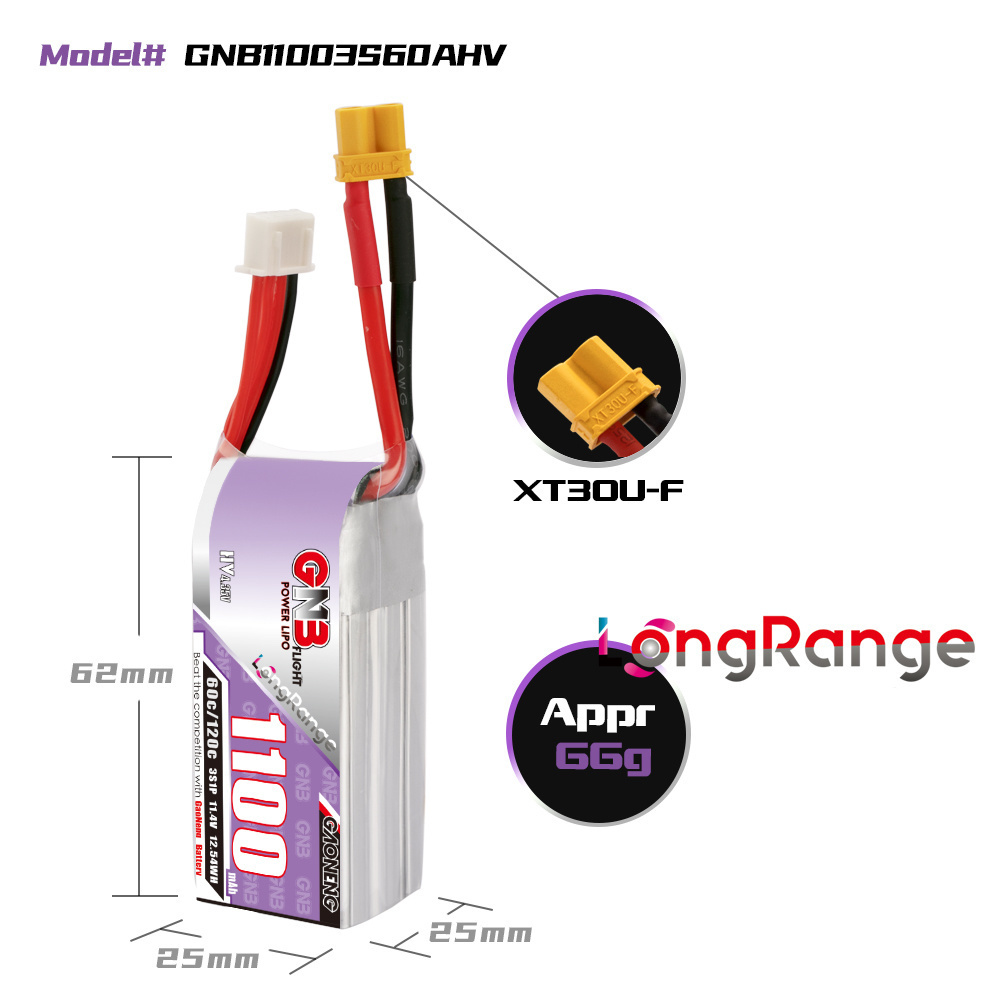 GNB 1100mAh 2S 3S 4S 6S 60C/12 - Drone Battery 3S บทวิจารณ์และราคา